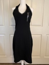 NWT GUESS Backless Dress Womens Black Sleeveless 100% COTTON Stretch Sz L / 0154