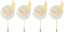 4 Pcs Groom Boutonnieres Rose Boutonnieres Pins for Men Wedding Ceremony Anni...