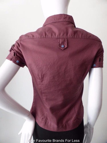 MARC JACOBS Women's Top Size 2 AU 6 - Small 8 Short Sleeve Zip Front Cotton - Picture 6 of 11