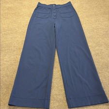 Halara Navy Blue Wide leg pants Size M 4 Buttons Pockets Stretch