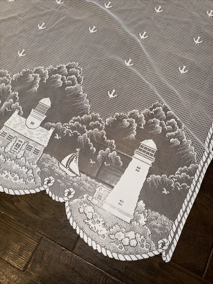 Lighthouse 72x72 Shower Curtain White Heritage Lace - Image 2 of 4