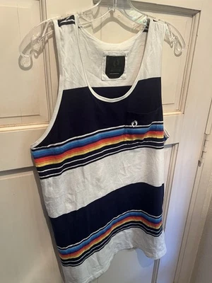 Hang Ten Logo Feet Stripe Tanktop Size Medium - Bild 1 von 4