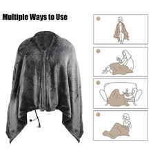 72inch Heated Wearable Blanket Electric Shawl Hoodie 3 Heat Levels