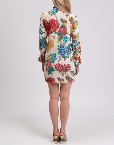RRP€2980 GUCCI Silk Shift Dress IT38 US2 UK6 XS Web Stripe Floral Made in Italy - Picture 5 of 9