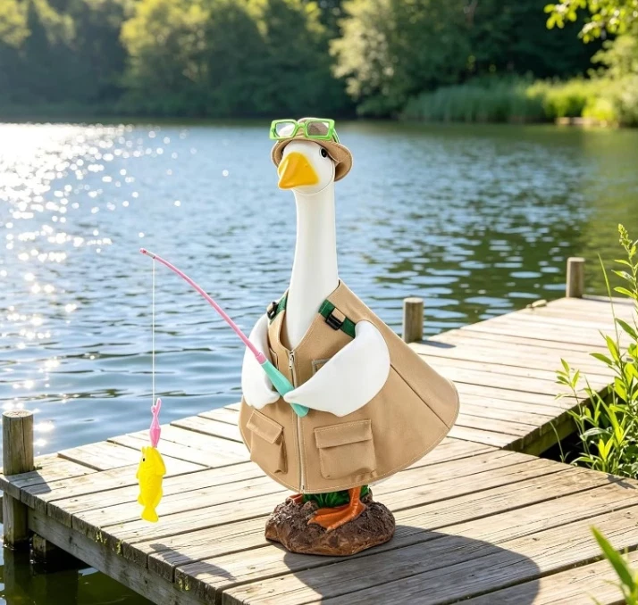 Fisherman Goose Outfit For 23 Inch Porch Goose Fishing Vest Set