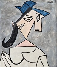Pablo Picasso signiertes kubistisches Ölgemälde auf Leinwand - Spanische Mode...