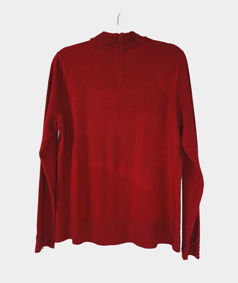 Suéter vintage Covington para mujer en L rojo súper acogedor difuso suave cuello con cuentas Foto 2 de 4