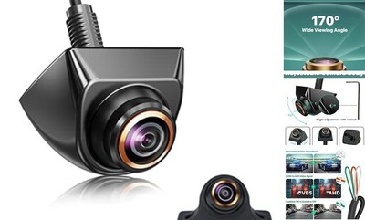 HD Backup/Front/Side View Camera with Gold Rim,  AHD 720P Reverse Rear Cam for 