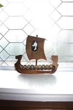 Vintage Norwegian Viking Ship Wall Key Rack Scandinavian Folk Art
