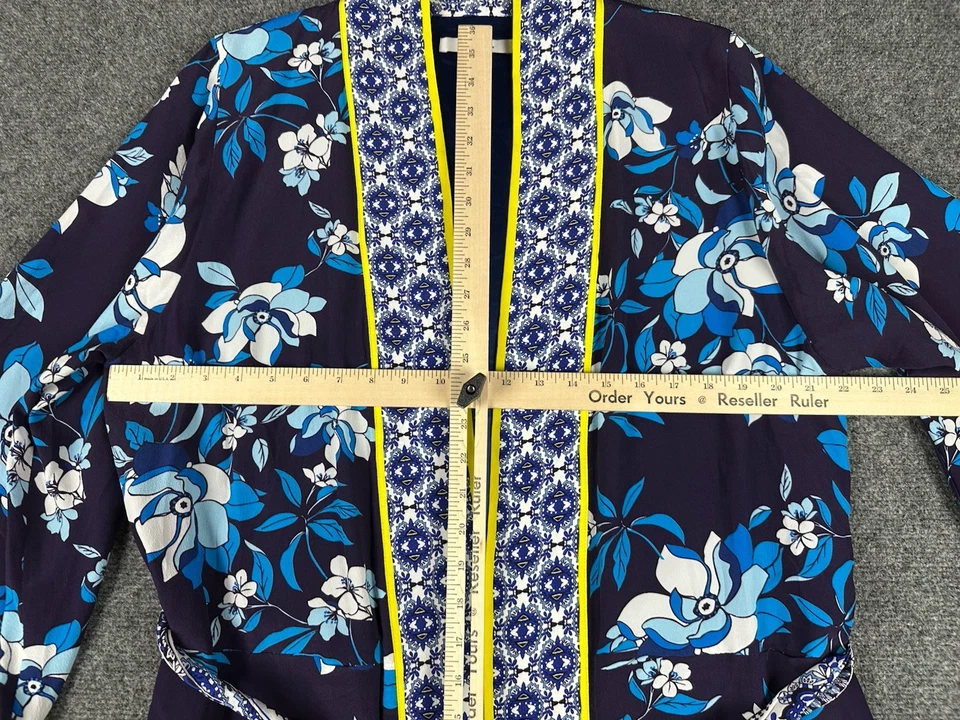 Bata Robert Graham Mezcla Seda Floral Geométrica Azul Amarillo Atada Damas L-XL Foto 3 de 4