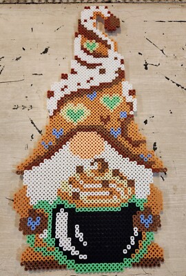 Perler Bead Art Fall Coffee/Cocoa Gnome 15 1/2