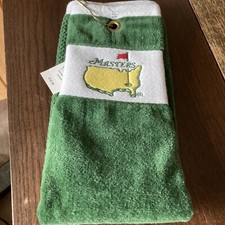 MASTERS Augusta National PGA TOURNAMENT GOLF Green Terry TRIFOLD TOWEL w/Grommet