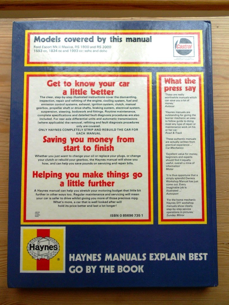 FORD ESCORT MK2 MEXICO & RS HAYNES WORKSHOP MANUAL 1975-80 HARDBACK ~ 12  pics | eBay