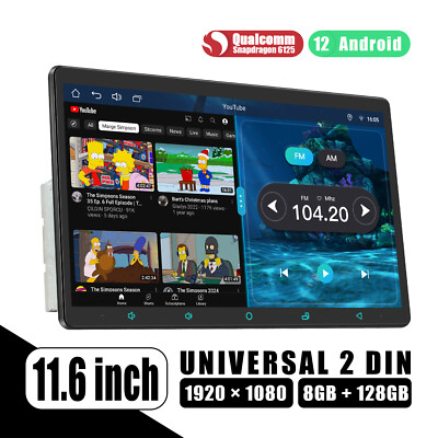 11.6inch 8+128G 8-Core Android 12 Double Din Car Stereo with 48 Band EQ GPS Navi