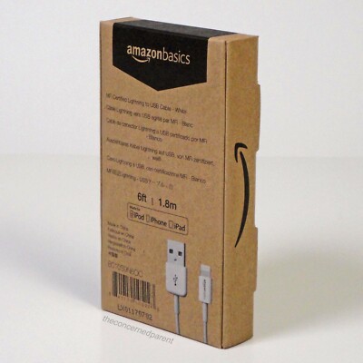 AmazonBasics Lightning to USB-A Cable - Apple MFi Certified - 6Ft.(1.8m) - WHITE