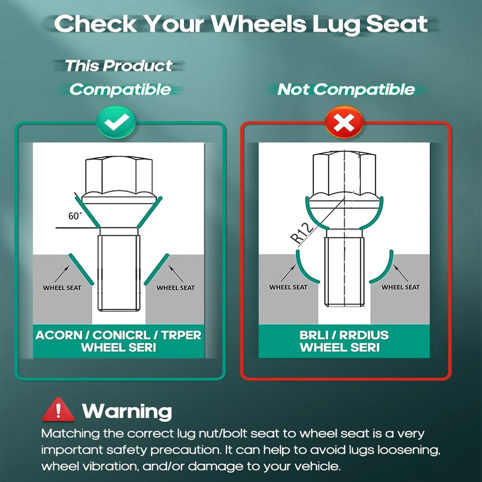 12x1.25 20PCS Wheel Lug Nuts For Jeep Cherokee Compass Dodge Dart Chrysler 200  Foto 3 de 4