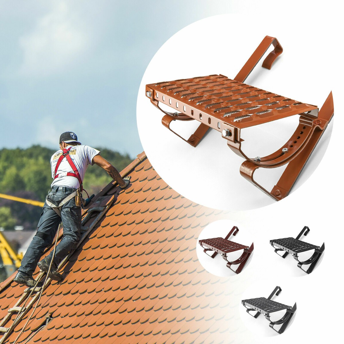 Dachtritt Laufrost Steigtritt Komplett-Set 40-150cm Für Kamin, Podest & Dach - Von DECKET