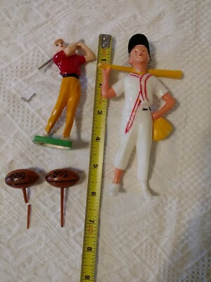 Vintage Sports Cake Toppers Baseball Golf Football Some Broken Parts