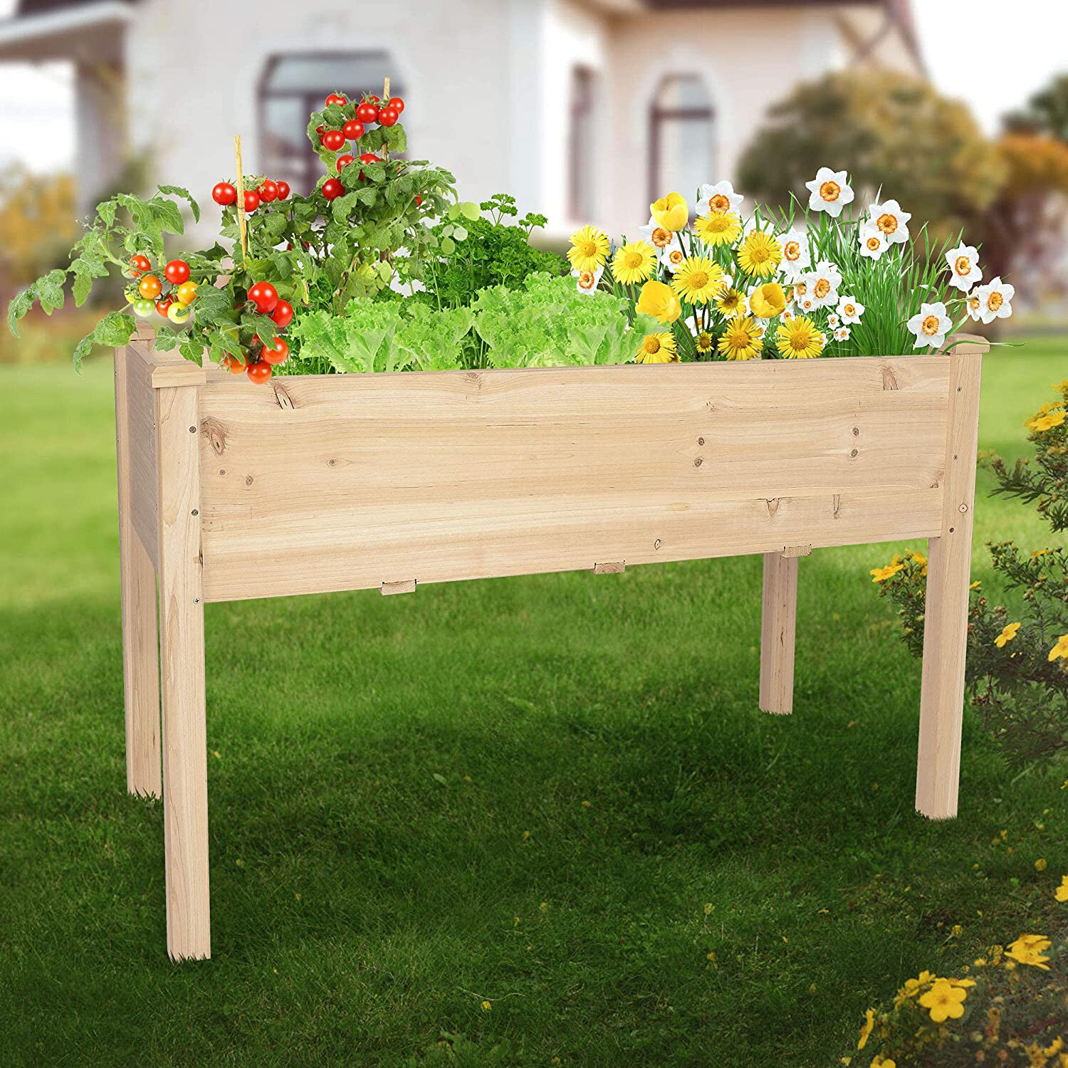 CLARFEY Raised Garden Bed Box Kit Elevated Wood Flower Planter Outdoor