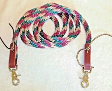 6' Reins Loop Rope Rein Pony Barrel Racing Roping Contest tan dk green burgundy