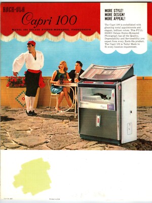 Capri 100 Rock-Ola 1963 Jukebox Flyer Original Phonograph Music Promo Artwork