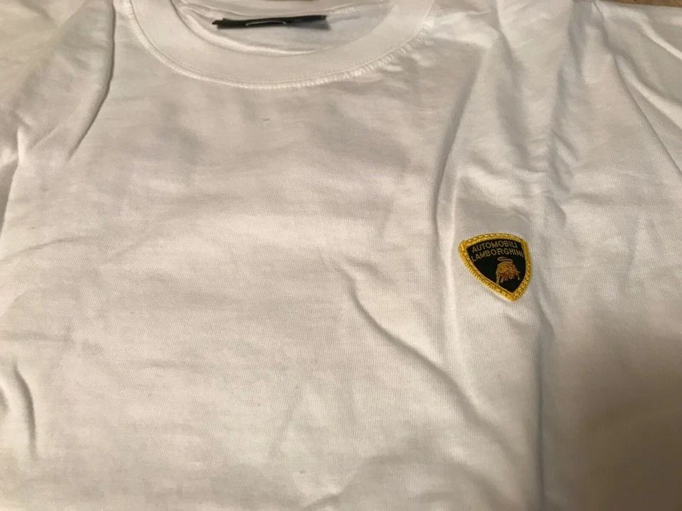 CAMISETA AUTOMOBILI LAMBORGHINI HOMBRE BLANCO BORDADO EMBLEMA OEM TALLA XL Foto 2 de 4
