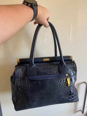 giada pelle, vintage handbag with crocodile print genuine leather 