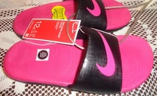Nike Kawa Black & Hot Pink Kids 12C Solar Soft Slides Sandals NEW with TAGS