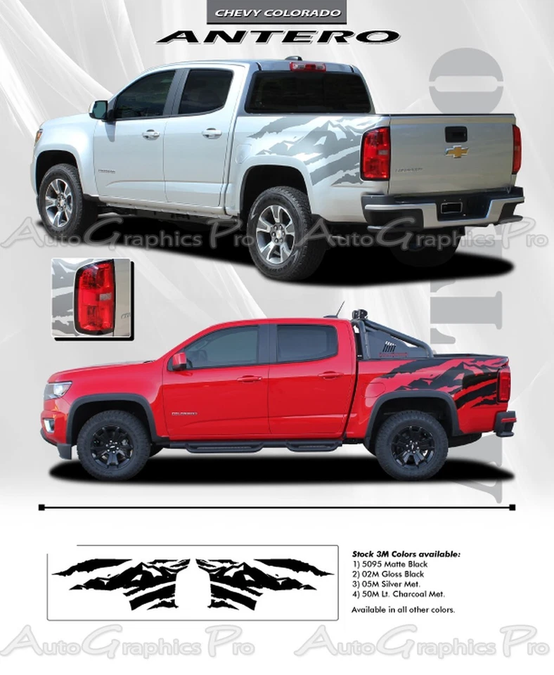 Calcomanías gráficas de vinilo a rayas para cama de camioneta ANTERO 2015-2022 Chevy Colorado Foto 2 de 4