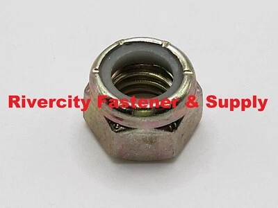 RIVERCITY FASTENER & SUPPLY (100) 7/16-14 Coarse Thread Grade 8 Nylon Insert Hex Lock Stop Nut Yellow Zinc