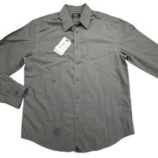 UNTUCKit Shirt Mens S Gray Solid Wrinkle-Free Long Sleeve Slim-Fit Button Down