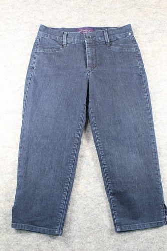 NYDJ Capris Size 4 Not Your Daughters Dark Wash Denim Blue Sequins Jeans