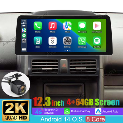 12.3'' 2K 64GB Carplay GPS Stereo Radio For Honda CRV 2002-2006 Android Auto+Cam