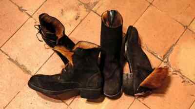 靴 GUIDI PL1V HORSE REVERSE 40 GUIDI PL1RU BLKT Distressed Horse Reverse Leather Front-zip