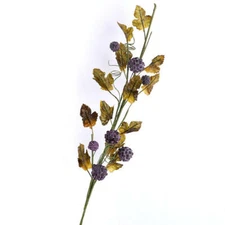 Factory Direct Craft Artificial Purple Grape Cluster and Leaf Stems