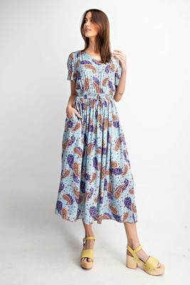 cotton midi dress with pockets