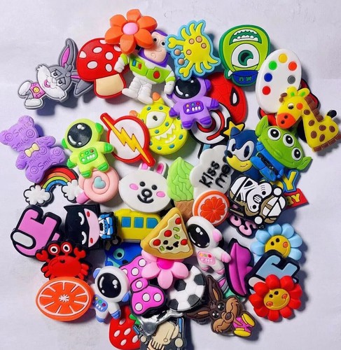 30/50/100pc Croc Charms Mega Value Bundle Random Mix Shoe Charms Cartoon Tool UK - Picture 4 of 12
