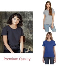 Women's Crew Round Neck Short Sleeve T-Shirt Stretch Soft Cotton Basic Plain Top