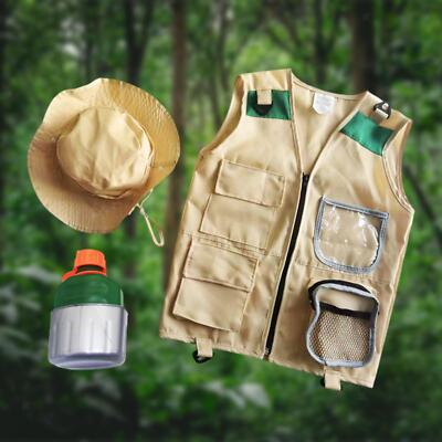 Kids Explorer Costume Set Children Cargo Vest and Hat Set for