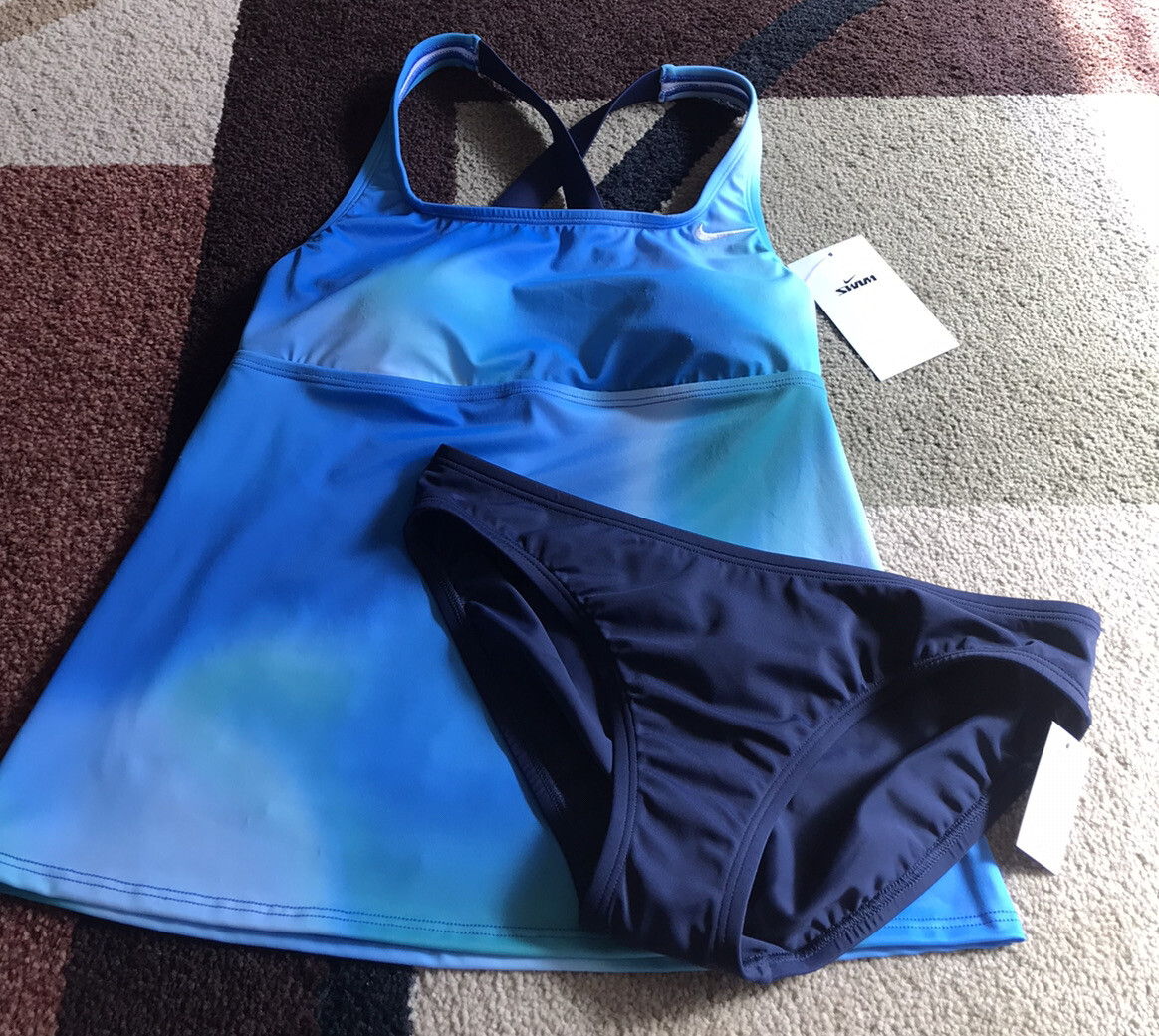 Nike Swim 2 pc athletic swim suit tankini bikini bottom Women’s Size S
