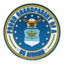 Round Magnet - Proud Grandparent of a US Airman - USAF United States Airforce