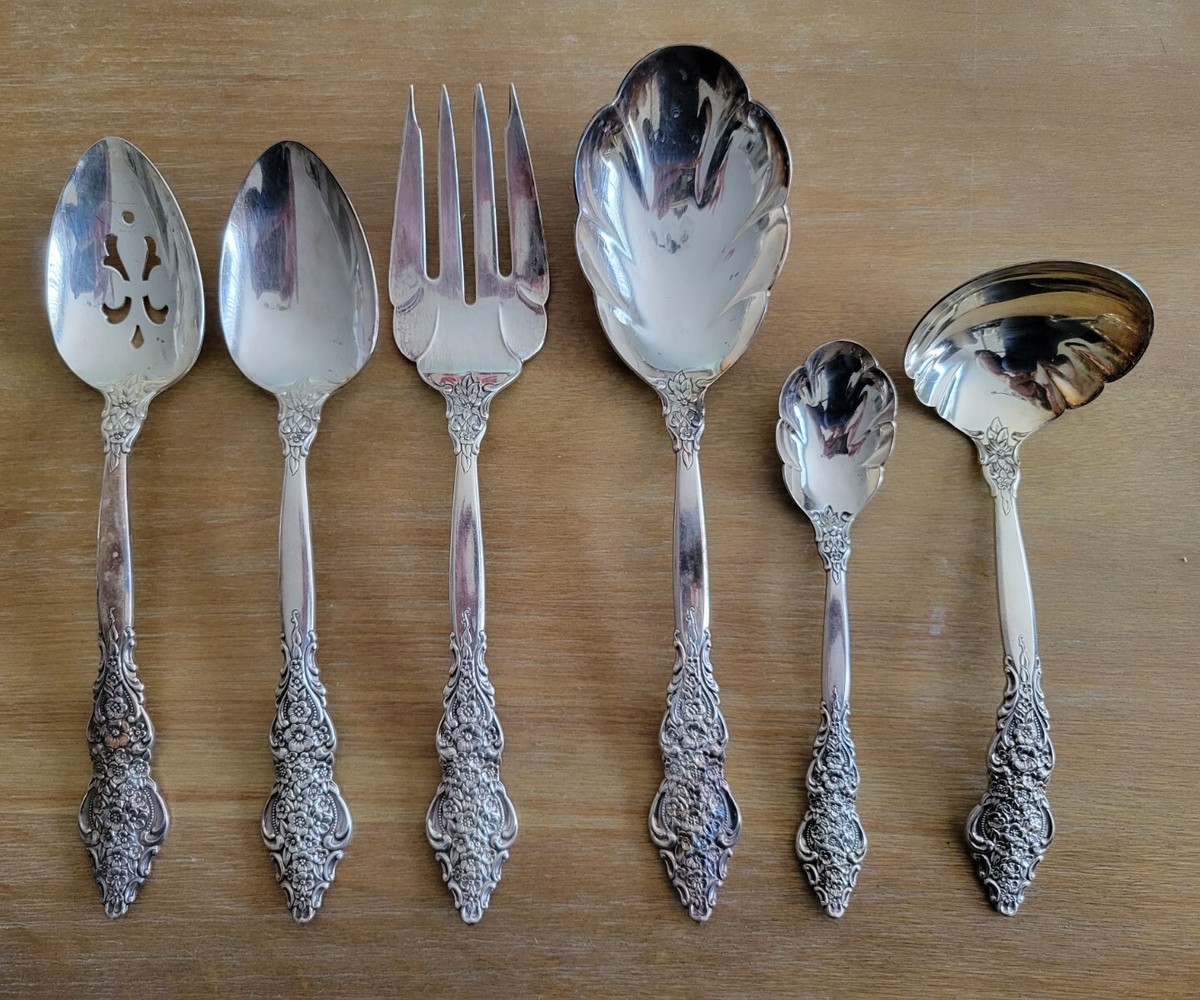 STUNNING Set 6 Vintage 1847 Rogers Bros RENAISSANCE Serving Spoon