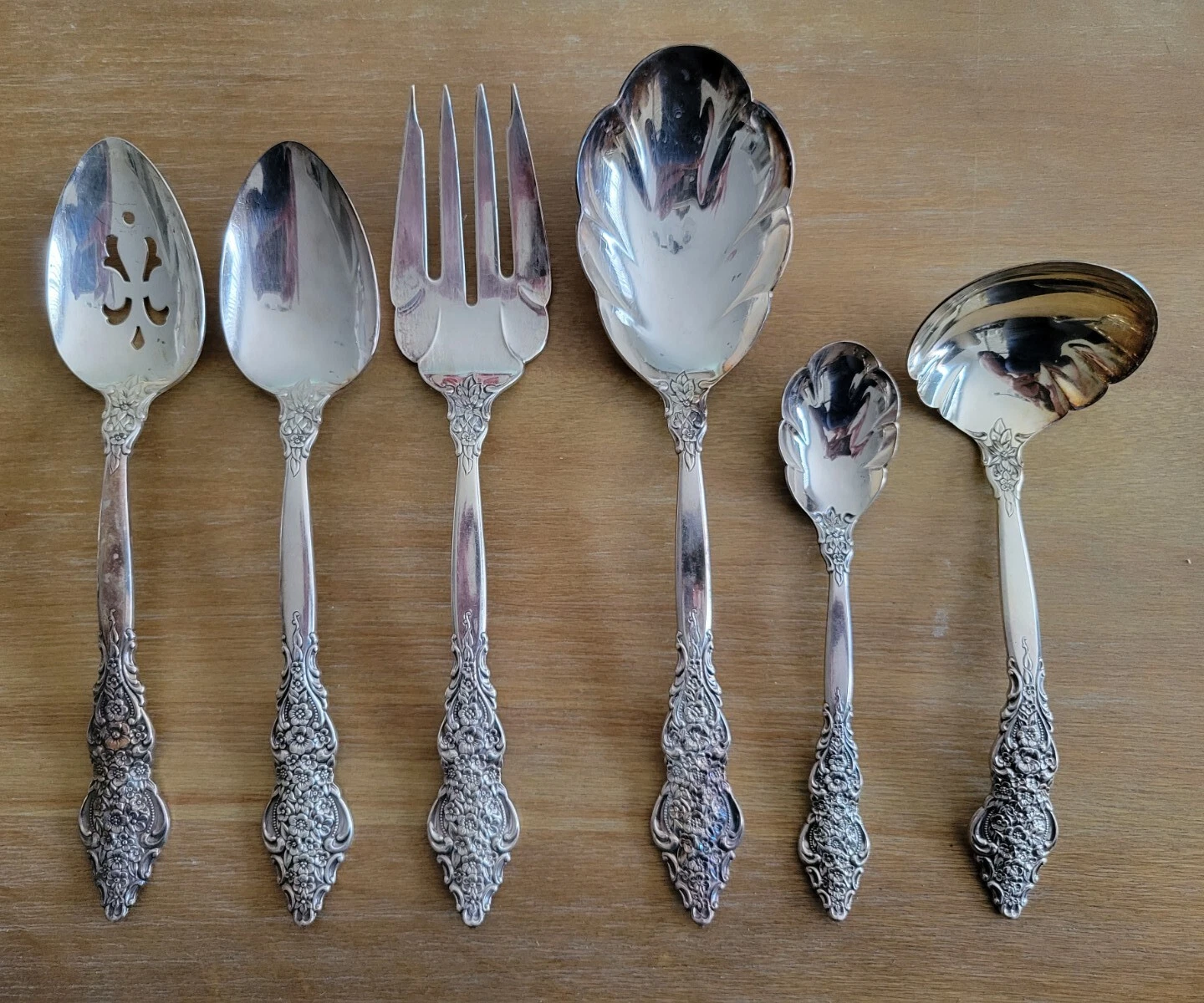 STUNNING Set 6 Vintage 1847 Rogers Bros RENAISSANCE Serving Spoon Hostess Set