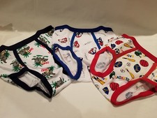 3 Boy's Briefs in a Pack Underwear Cotton Blend White W/Prints Size  M  