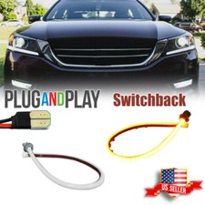 Whiteamber Headlight Led Drl Lights Strip Retrofit For 13-15 Honda Accord Sedan