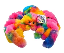 8" Rainbow Splatter Spider. Soft, Furry Plush With Hard Eyes. Stuffed Animal.