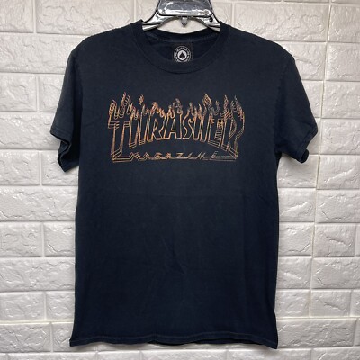 Thrasher Magazine RICHTER FLAMES Logo Skateboard T Shirt