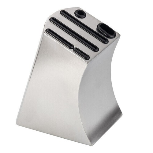 Stainless Steel Knife Holder Block Set Kitchen Tool Storage Rack Scissor Slot - Picture 3 of 8