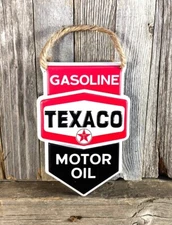 Texaco Gasoline Motor Oil 5"  Metal Tin Sign Vintage Garage Man Cave Gas New