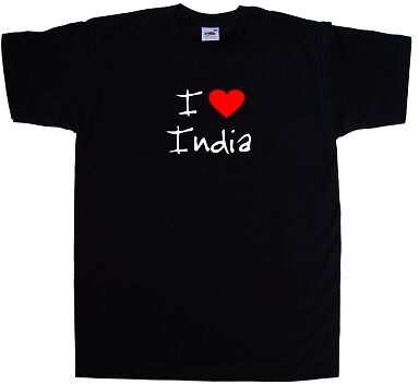 I Love Heart India T-Shirt - Afbeelding 1 van 1